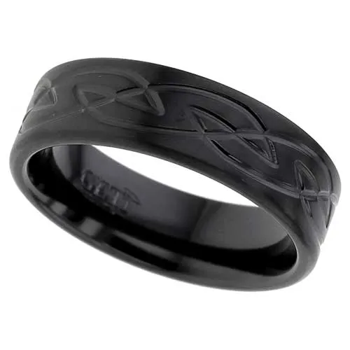 Zirconium Ring with Celtic knot Detail and Rounded Edges